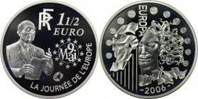 Europäische Münzen und Medaillen, Frankreich / France. Europäische Währungsunion, 7. Ausgabe. 120. Geburtstag von Robert Schuman. 1 1/2 Euro 2006. 22,...