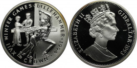 Europäische Münzen und Medaillen, Gibraltar. Eisläufer. 1 Crown 1993. 28,28 g. 0.925 Silber. 0.84 OZ. KM 145a. Polierte Platte