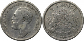 Europäische Münzen und Medaillen, Schweden / Sweden. Oskar II. (1872-1907). 2 Kronor 1878 EB. Silber. KM 742. Schön