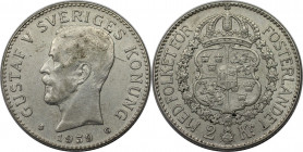 Europäische Münzen und Medaillen, Schweden / Sweden. Gustaf V. (1907-1950). 2 Kronor 1939. Silber. KM 787. Fast Vorzüglich