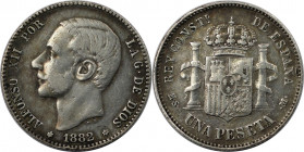 Europäische Münzen und Medaillen, Spanien / Spain. Alfonso XII. (1874-1885). 1 Peseta 1882 MS - M. Silber. KM 686. Sehr schön-vorzüglich