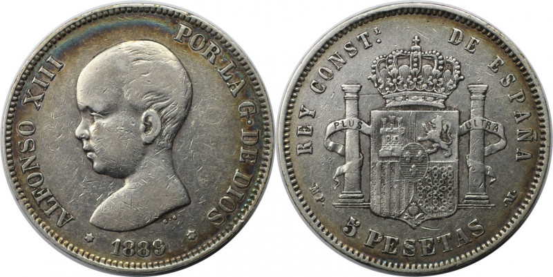Europäische Münzen und Medaillen, Spanien / Spain. Alfonso XIII. 5 Pesetas 1889 ...