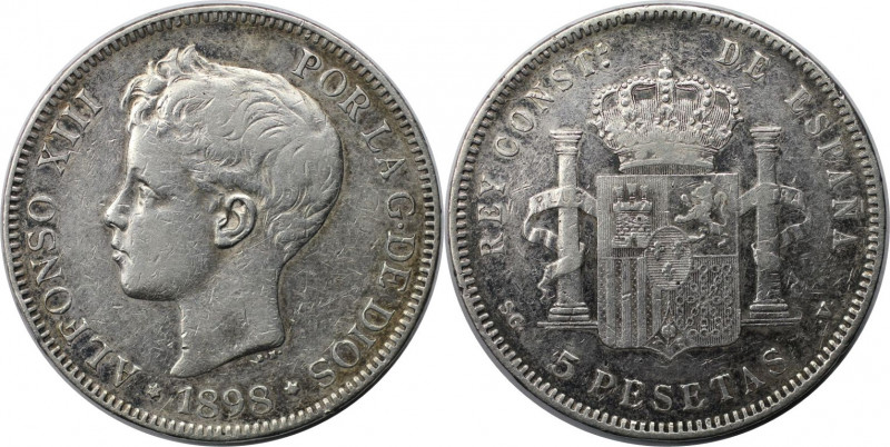 Europäische Münzen und Medaillen, Spanien / Spain. Alfonso XIII. 5 Pesetas 1898 ...