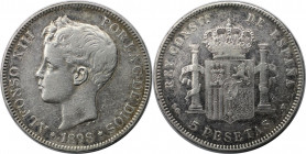 Europäische Münzen und Medaillen, Spanien / Spain. Alfonso XIII. 5 Pesetas 1898 SG - V. Silber. KM 707. Vorzüglich