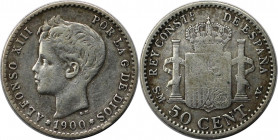 Europäische Münzen und Medaillen, Spanien / Spain. Alfonso XIII. 50 Centimos 1900 SM - V. Silber. KM 705. Sehr schön