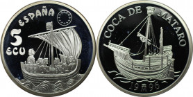 Europäische Münzen und Medaillen, Spanien / Spain. Segelschiff "Coca de Mataro". 5 Ecu 1996. Silber. Polierte Platte