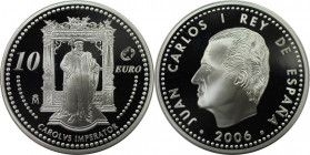 Europäische Münzen und Medaillen, Spanien / Spain. Karl V. / Europaprogramm. 27,0 g. 0.925 Silber. 0.80 OZ. KM 1122. Polierte Platte, Plastik Box