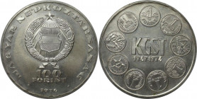 Europäische Münzen und Medaillen, Ungarn / Hungary. 25. Jahrestag von KGST. 100 Forint 1974. 22,0 g. 0.640 Silber. 0.45 OZ. KM 602. Stempelglanz