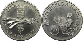 Europäische Münzen und Medaillen, Ungarn / Hungary. 50. Jahrestag der Forint-Währung. 2000 Forint 1996. 31,46 g. 0.925 Silber. 0.94 OZ. KM 717. Stempe...