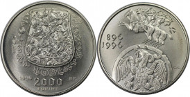 Europäische Münzen und Medaillen, Ungarn / Hungary. 1100. Jahrestag der Landnahme Ungarns. 2000 Forint 1996. 31,46 g. 0.925 Silber. 0.94 OZ. KM 718. S...