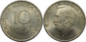 Europäische Münzen und Medaillen, Ungarn / Hungary. Istvan Szechenyi. 10 Forint 1948. 20,0 g. 0.500 Silber. 0.32 OZ. KM 538. Vorzüglich-stempelglanz...