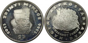 Europäische Münzen und Medaillen, Ungarn / Hungary. 400. Jahrestag - Tod von Zrínyi Miklós. 25 Forint 1966 BP. 12,0 g. 0.640 Silber. 0.25 OZ. KM 567. ...