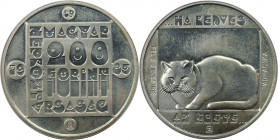 Europäische Münzen und Medaillen, Ungarn / Hungary. Bedrohte Tiere: Wildkatze. 200 Forint 1985. 16,0 g. 0.640 Silber. 0.33 OZ. KM 650. Stempelglanz