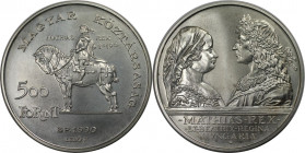 Europäische Münzen und Medaillen, Ungarn / Hungary. 500. Todestag von König Matthias I. Corvinus - Matthias & Beatrix. 500 Forint 1990. 28,0 g. 0.900 ...