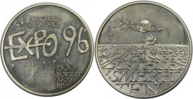 Europäische Münzen und Medaillen, Ungarn / Hungary. "EXPO '96". 500 Forint 1993. 31,46 g. 0.925 Silber. 0.94 OZ. KM 705. Polierte Platte