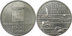 Europäische Münzen und Medaillen, Ungarn / Hungary. XXVI. Olympische Sommerspiele 1996 in Atlanta - Schwimmer. 1000 Forint 1994. 31,46 g. 0.925 Silber...
