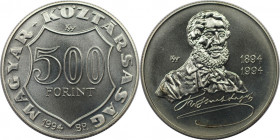 Europäische Münzen und Medaillen, Ungarn / Hungary. 100. Todestag von Lajos Kossuth. 500 Forint 1994. 31,46 g. 0.925 Silber. 0.94 OZ. KM 709. Stempelg...