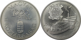 Europäische Münzen und Medaillen, Ungarn / Hungary. Altes Donaudampfschiff - Hableany. 1000 Forint 1995. 31,46 g. 0.925 Silber. 0.94 OZ. KM 714. Stemp...