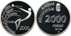 Europäische Münzen und Medaillen, Ungarn / Hungary. Olympiade Sydney - Hammerwerfen. 2000 Forint 1999. 19,98 g. 0.925 Silber. 0.59 OZ. KM 744. Poliert...