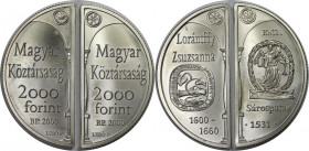 Europäische Münzen und Medaillen, Ungarn / Hungary, Lots und Sammlungen. 2 x 2000 Forint 2000, KM 747 und KM 748. Lot von 2 Münzen. Silber. Stempelgla...