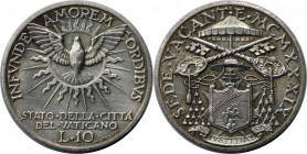 Europäische Münzen und Medaillen, Vatikan. Sedisvakanz. 10 Lire 1939, Silber. KM 21. Stempelglanz