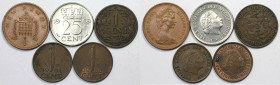 Europäische Münzen und Medaillen, Lots und Sammlungen. Niederlande. 1 Cent 1928, 1 Cent 1962, 1 Cent 1964, 25 Cent 1969. Großbritannien 1 New Penny 19...