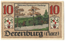 Banknoten, Deutschland / Germany. Derenburg (Harz). 10 Pfennig 1920 Notgeld. Kassenfrisch