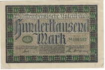 Banknoten, Deutschland / Germany. Württemberg - Stuttgart - Württembergische Notenbank. 100000 Mark 1923 Länder-Banknote. WTB-16. I-