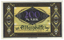 Banknoten, Deutschland / Germany. Deutsches Reich,Sachsen. Annaberg/ Altershilfe der Stadt. 200 Mark 1923 Notgeld. Kassenfrisch