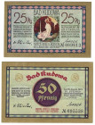 Banknoten, Deutschland / Germany, Lots und Sammlungen. Schlesien, Bad Kudowa. 25 - und 75 Pfennig ND(1920-1922). Notgeld. Lot von 2 Banknoten. Kassenf...