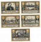 Banknoten, Deutschland / Germany, Lots und Sammlungen. Brake (Oldenburg). 25, 50, 75 Pfennig.1 Mark. 1,5 Mark ND(1922). Notgeld. Lot von 5 Banknoten. ...