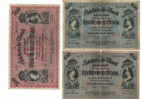Banknoten, Deutschland / Germany, Lots und Sammlungen. Sächsische Bank zu Dresden. 2 x 100 Mark 2.11.1911 Pick: S952b, Ro: Sax8a, III-IV. 5000 Mark 2....