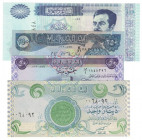Banknoten, Irak / Iraq, Lots und Sammlungen. 1 Dinar 1992 (P.79), 50 Dinars 2003 (P.90), 100 Dinars 2002 (P.87), 250 Dinars 2013 (P.97b), Lot von 4 Ba...