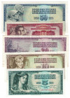 Banknoten, Jugoslawien / Yugoslavia, Lots und Sammlungen. 5 Dinara 1968 (P.81) I, 10 Dinara 1978 (P.87) I, 20 Dinara 1981 (P.88) II, 50 Dinara 1968 (P...