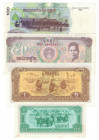 Banknoten, Kambodscha / Cambodia, Lots und Sammlungen. 0.1 Riel 1979 (P.25), 1 Riel 1979 (P.28), 50 Riels 1992 (P.35), 100 Riels 2001 (P.36). Lot von ...