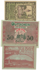 Banknoten, Österreich / Austria, Lots und Sammlungen. Waidhofen an der Ybbs, Stadtgemeinde 10 Heller 1920 II, Notgeld, Gaming, Gemeinde 50 Heller 1920...