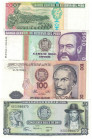 Banknoten, Peru, Lots und Sammlungen. 50 Soles 1977 (P.113), 100 Intis 1987 (P.133), 1000 Intis 1988 (P.136), 5000 Intis 1988 (P.137). Lot von 4 Bankn...