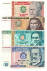 Banknoten, Peru, Lots und Sammlungen. 10 Intis 1985 (P.128), 50 Intis 1987 (P.131), 500 Intis 1987 (P.134), 10 000 Intis 1988 (P.140). Lot von 4 Bankn...