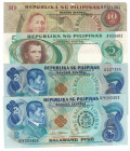 Banknoten, Philippinen / Philippines, Lots und Sammlungen. 2 x 2 Piso 1981 (P.166) I, 5 Piso 1967 (P.143) I, 10 Piso 1967 (P.144) II. Lot von 4 Bankno...