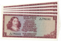 Banknoten, Südafrika / South Africa, Lots und Sammlungen. 5 x 1 Rand 1975. Pick 115b. Lot von 5 Banknoten. I