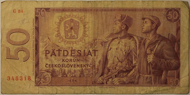 Banknoten, Tschechoslowakei / Czechoslovakia. 50 Korun 1964. P.91. III