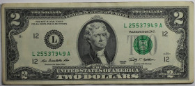 Banknoten, USA / Vereinigte Staaten von Amerika, Federal Reserve Bank Notes. 2 Dollars 2009. I