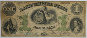 Banknoten, USA / Vereinigte Staaten von Amerika, Obsolete Banknotes. Rome, GA- Bank of the Empire State. 1 Dollar 1860. (July 18, 1860). III