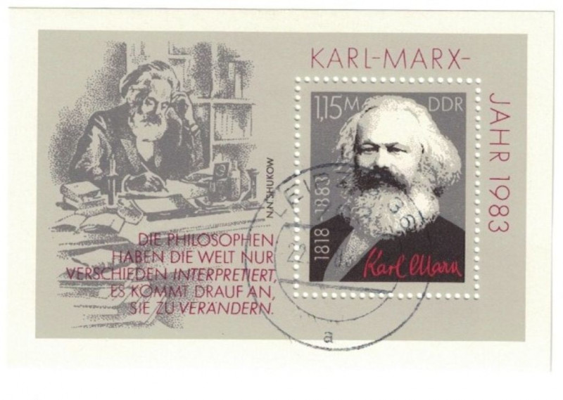 Briefmarken / Postmarken, Deutschland / Germany. DDR. 100. Todestag von Karl Mar...