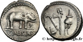 JULIUS CAESAR
Type : Denier 
Date : 49 AC. 
Mint name / Town : Gaule ou Italie 
Metal : silver 
Millesimal fineness : 950  ‰
Diameter : 19  mm
Orienta...