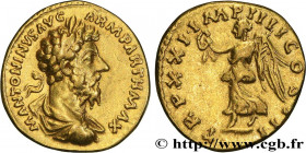 MARCUS AURELIUS
Type : Aureus 
Date : août - décembre 
Date : 166-167 
Mint name / Town : Rome 
Metal : gold 
Diameter : 19,5  mm
Orientation dies : 6...