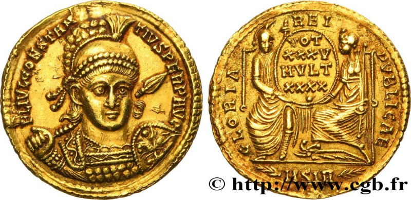 CONSTANTIUS II
Type : Solidus 
Date : 355-360 
Mint name / Town : Sirmium 
Metal...