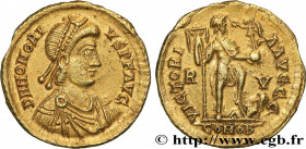HONORIUS
Type : Solidus 
Date : 408-423 
Mint name / Town : Ravenne 
Metal : gold 
Diameter : 21  mm
Orientation dies : 12  h.
Weight : 4,48  g.
Obver...