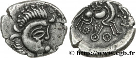 ABRINCATUI (Cotentin PENINSULA)
Type : Statère de billon à la joue nue 
Date : c. 60-50 AC. 
Metal : silver 
Diameter : 19  mm
Orientation dies : 8  h...