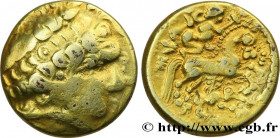 GALLIA - AULERCI EBUROVICES (Area of Évreux)
Type : Hémistatère au loup 
Date : c. 120-60 AC. 
Mint name / Town : Évreux (27) 
Metal : gold 
Diameter ...